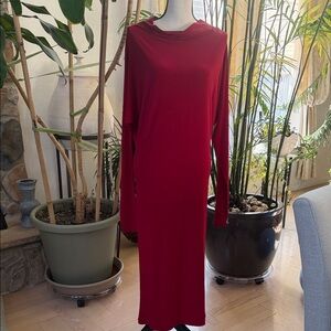 Norma Kamali Rich Red Long Sleeve Dress. NWT
